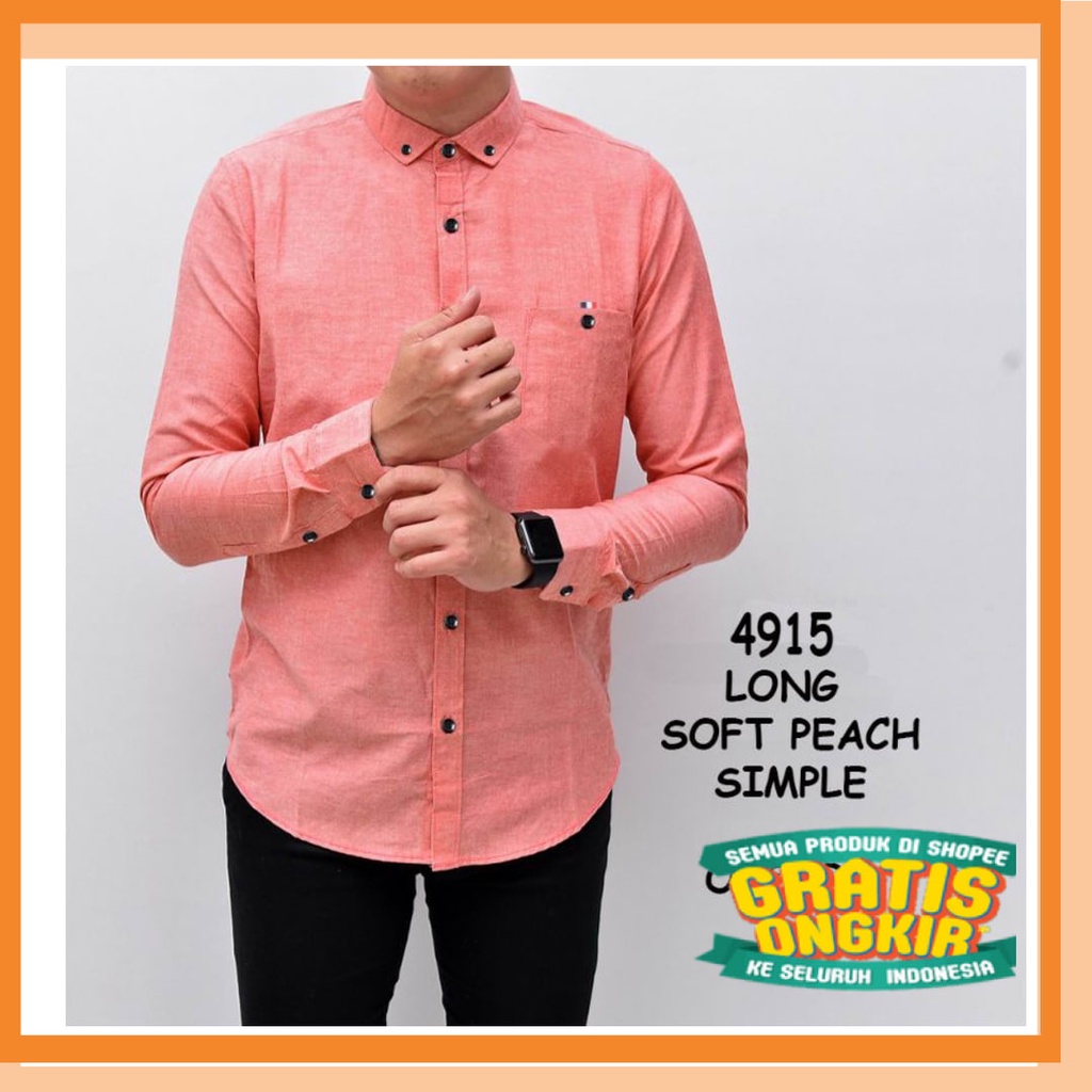 Baju Jokowi Alisan Murah/ kemeja pria polos  pink hem cowok warna ping lengan panjang tangan pendek 