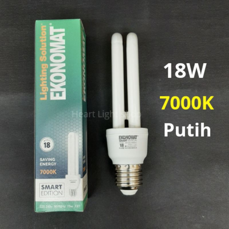 LAMPU EKONOMAT PLC MODEL 18W PUTIH DAYLIGHT/LAMPU CFL NEON 2U/LAMPU LILIN MODEL 18WATT/EKONOMAT PLC 
