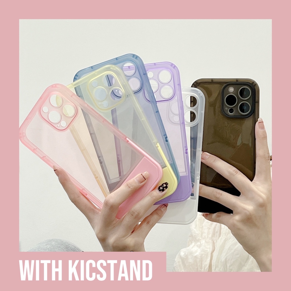 Soft Case Silikon Shockproof Warna Permen Dengan Kickstand Untuk iphone 13 12 11 Pro Max X XR XS 13Pro