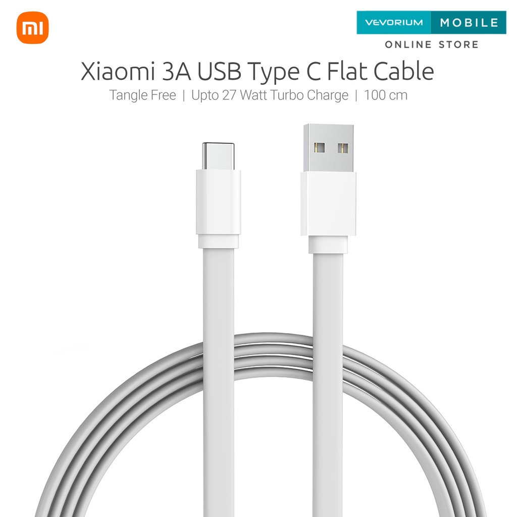 Xiaomi 3A 18W/27W 100cm Kabel Data Type C Anti Kusut Fast Charging 1m Data Cable Type-C Tipe C Original Charger Ori