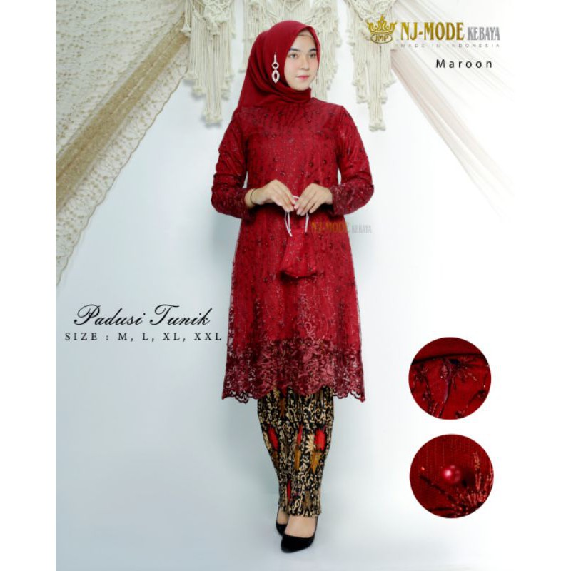 Set Kebaya Tunik Tulle Mutiara (RealPict)Free Masker/Kebaya Tunik Modern/Kebaya Tulle