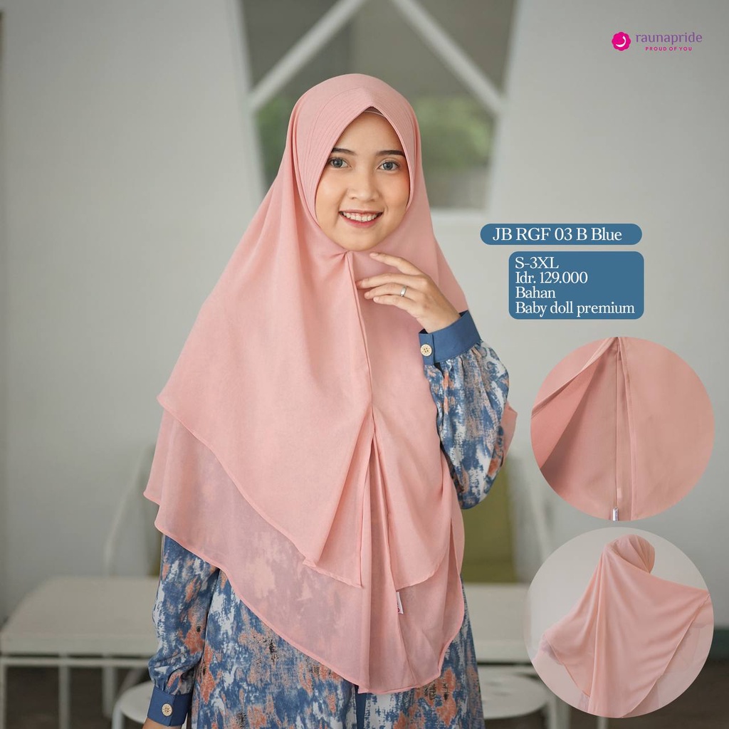 Rauna Pride Hijab Khimar JB RGF 03 A B Grey Blue Green Olive