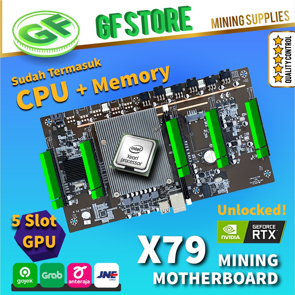 Mining Motherboard X79 |- Riserless 5 GPU for RTX 3060 LHR Unlocked