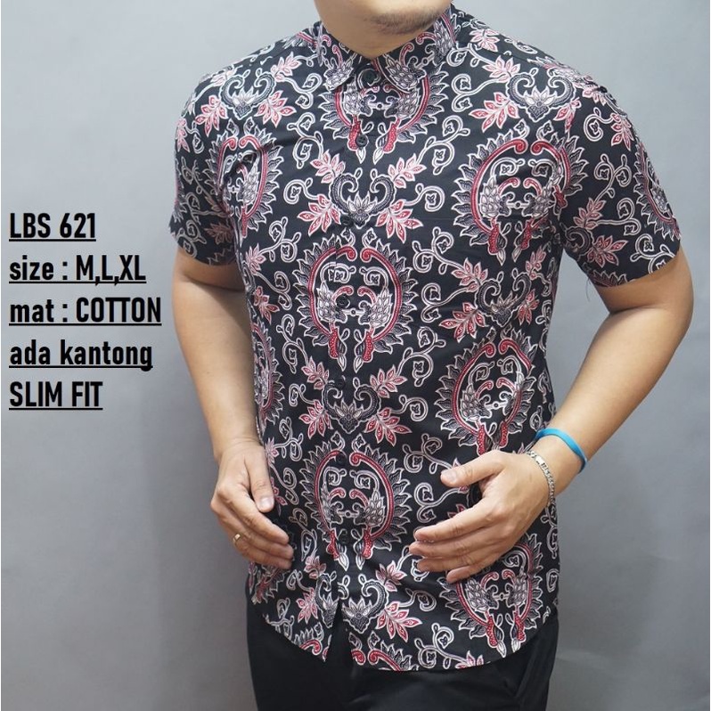 Lbl 389 baju batik slimfit pria original