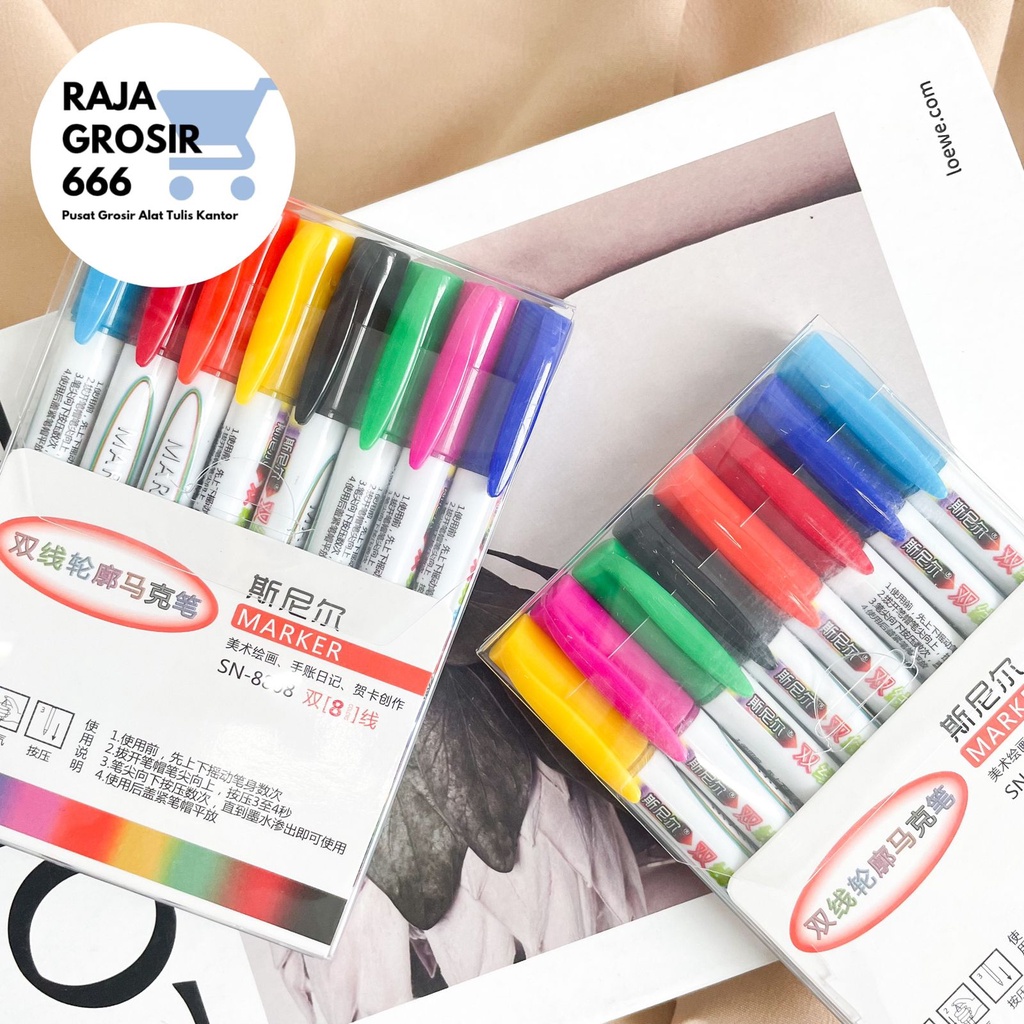 

Spidol glitter metalik 1 set isi 8 warna alat tulis kantor unik warna silver metalik liner spidol awet bagus ready stock