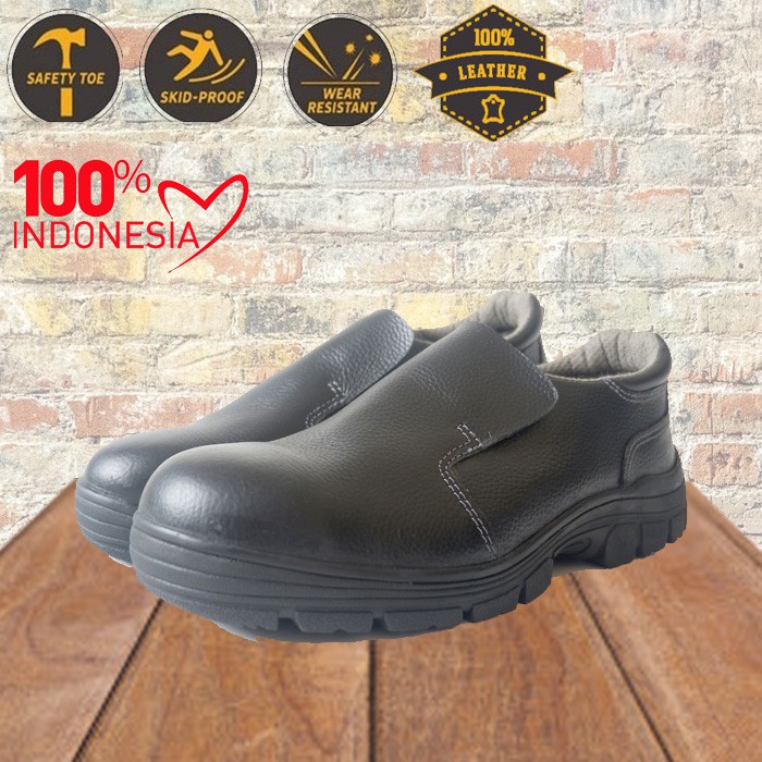 (TERMURAH) SEPATU SAFETY PRIA UJUNG BESI 100% KULIT ALTERA ANTARTIC SAFETY SHOES SNI SLIP ON TANPA T