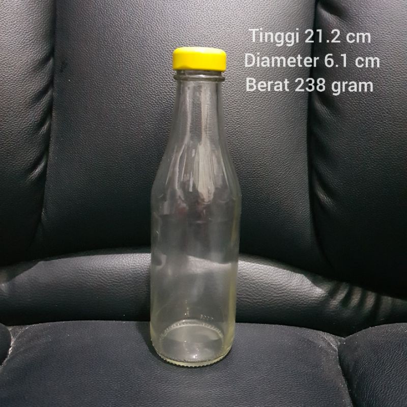 Botol Saos kaca 340ml / Botol Sambel Saos KACA TUTUP KUNING ( BOTOL BARU ) L1