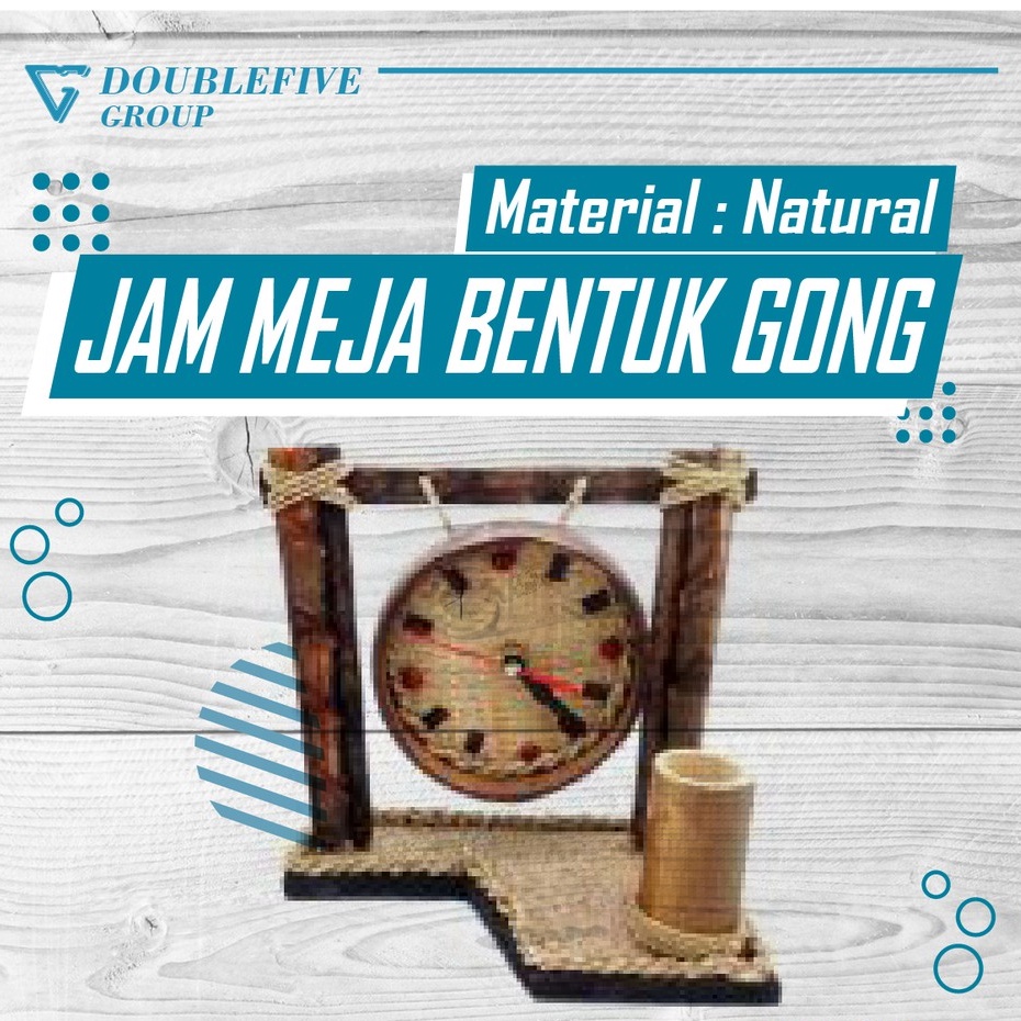 Central Kerajinan Jam Meja Bentuk Gong Unik Etnik Natural  - Coklat