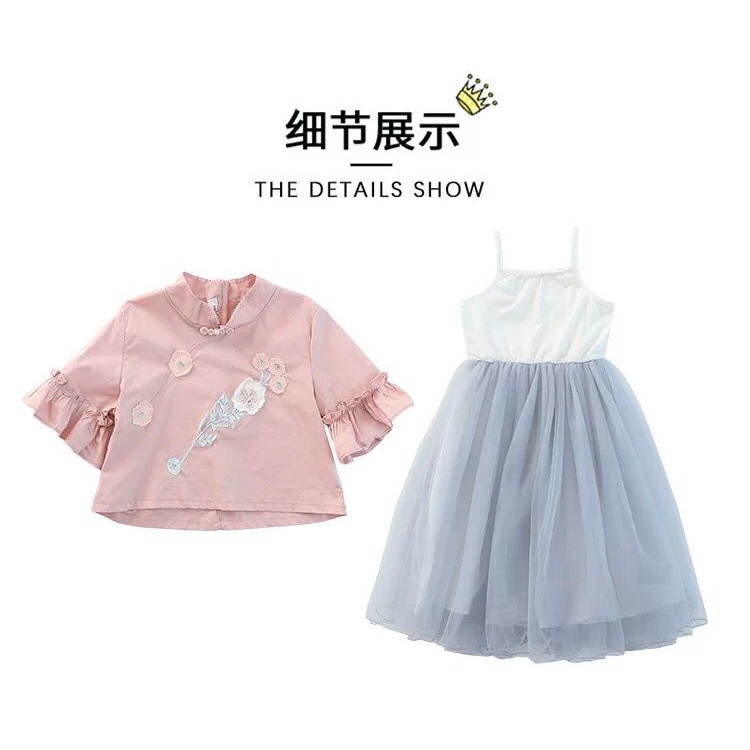 (LOLI-JKT)BS-176 DREES/SET ANAK 2IN1 CHEONGSAM BUNGA SIZE 110-160