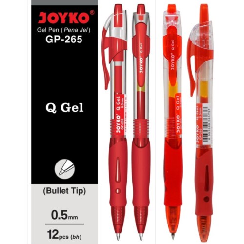 

Pulpen Gel - Ballpoint Gel JOYKO GP-265 0,5 - Merah (Pack 12 Pcs)
