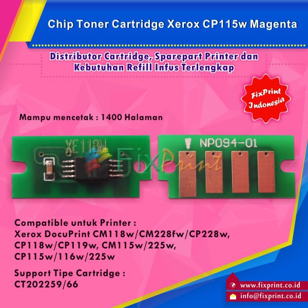 Chip Cartridge Xerox CP115W CP116W CP225W CM115W  Magenta, Color Printer Murah