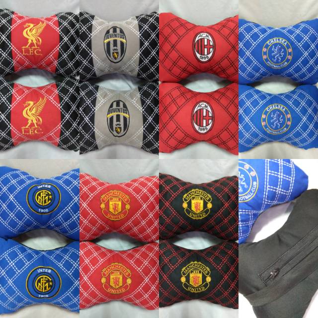 Bantal mobil benang club bola 2pcs isi full dakron