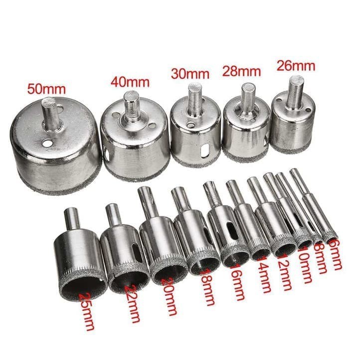 Mata Bor Diamond Coated Hole Saw Drill Bit 6mm-50mm 15 PCS