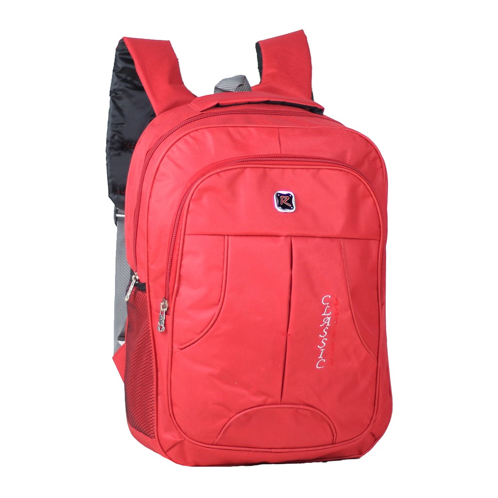 Tas Punggung Sekolah Kuliah Kerja Polo Classic Merah Backpack Nyaman Bonus Raincover