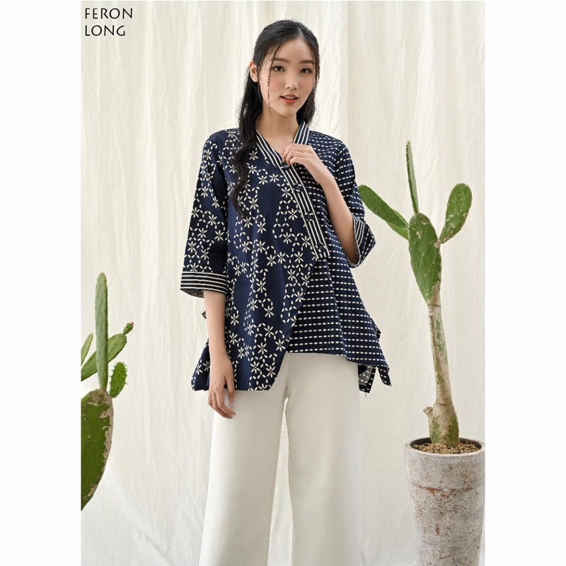 COUPLE BATIK FAMILY VA - Atasan Batik Wanita Blouse Wanita/ HANDI-FERON LONG - JUMBO