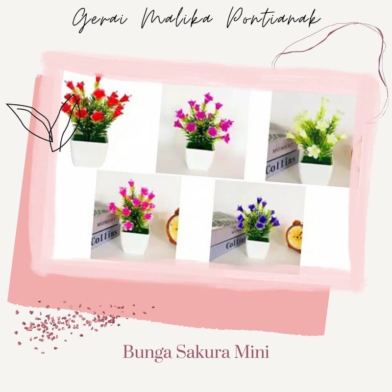 Bunga shabby hias sakura mini shaby plastik gantung miniatur tanaman minimalis pajangan dinding meja