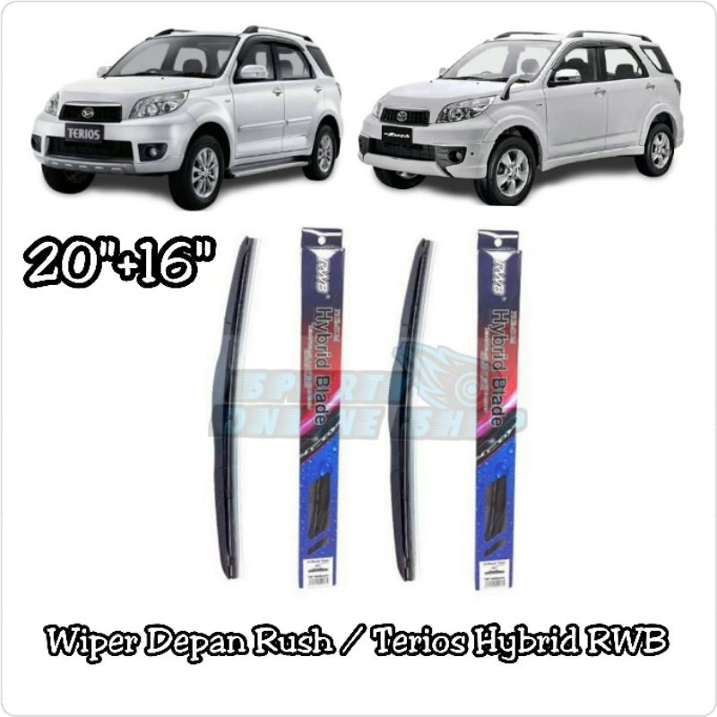 Wiper Depan Rush / Terios 20&quot;+16&quot; Hybrid Merk Rwb