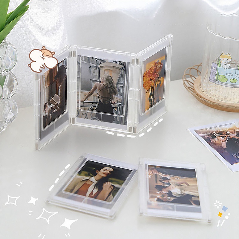 Bingkai Foto Magnet Bening Serap PVC Idol Photocard Display Stand Dekorasi Desktop Dudukan Kartu 3inch