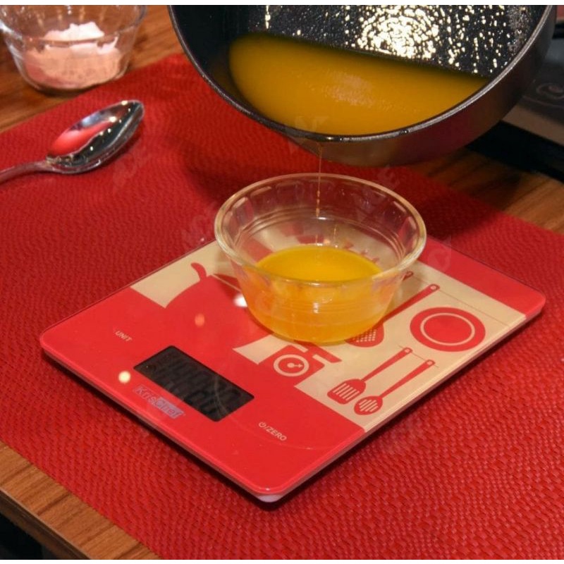 KRISCHEF TIMBANGAN DAPUR MAKANAN DIGITAL 5KG/ACE ELECTRONIC KITCHEN SCALE 5KG RED/ACE TIMBANGAN KUE