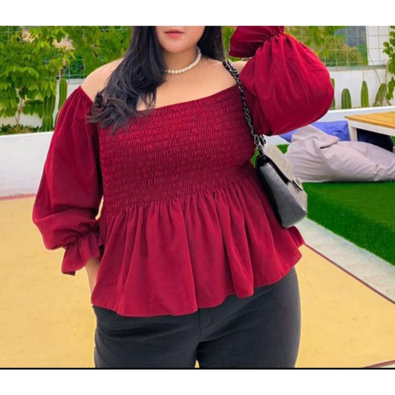 Yuri Blouse/Blouse Wanita/Blouse korea Jumbo/KoreaStyle/Blouse Kerut/Wolfis Blouse/BigSize