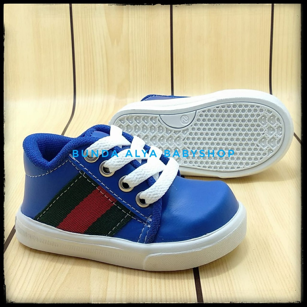 Sepatu Anak Laki Laki Alas Karet Usia 1 Tahunan Size 22 - 23 BIRU - Sepatu Anak Cowok Sneakers Anti Licin SALE