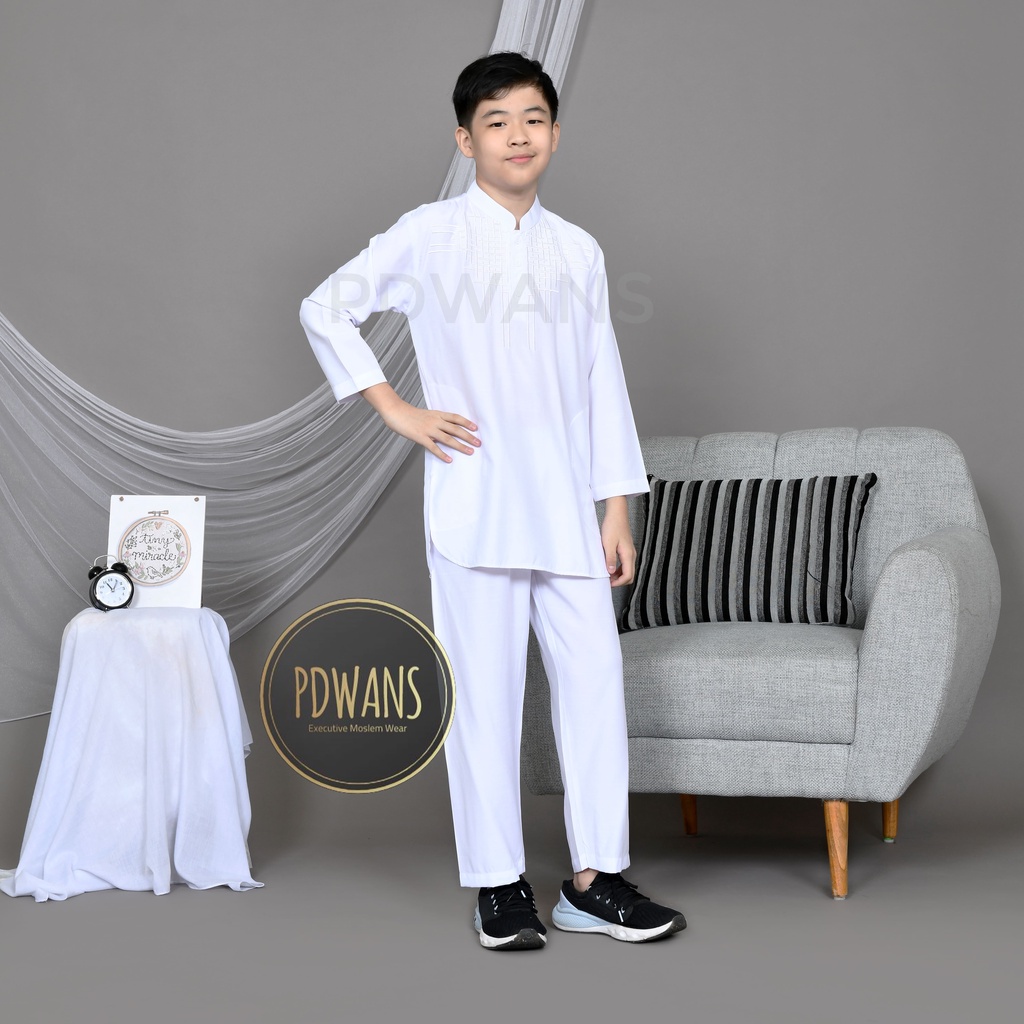 BAJU KOKO Pakistan Remaja Putih Setelan Ukuran Tanggung 11 12 13 14 15 Tahun BGM07 PDWANS