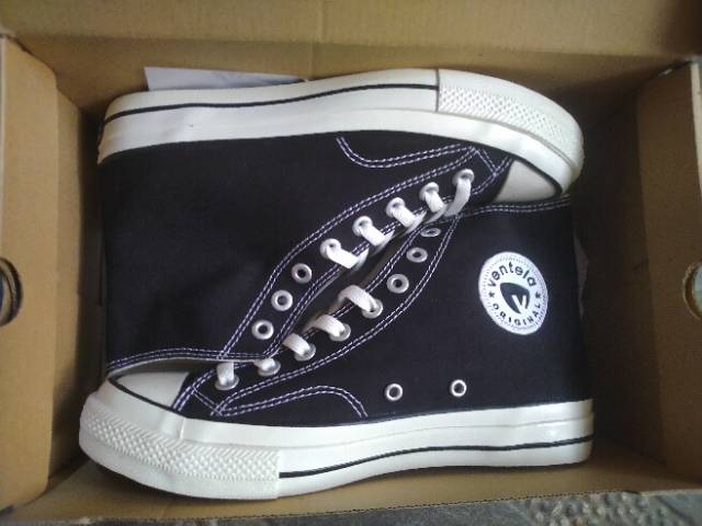 VENTELA BTS 70`S HIGH BLACK NATURAL DAN BLACK WHITE GLOSSY-5