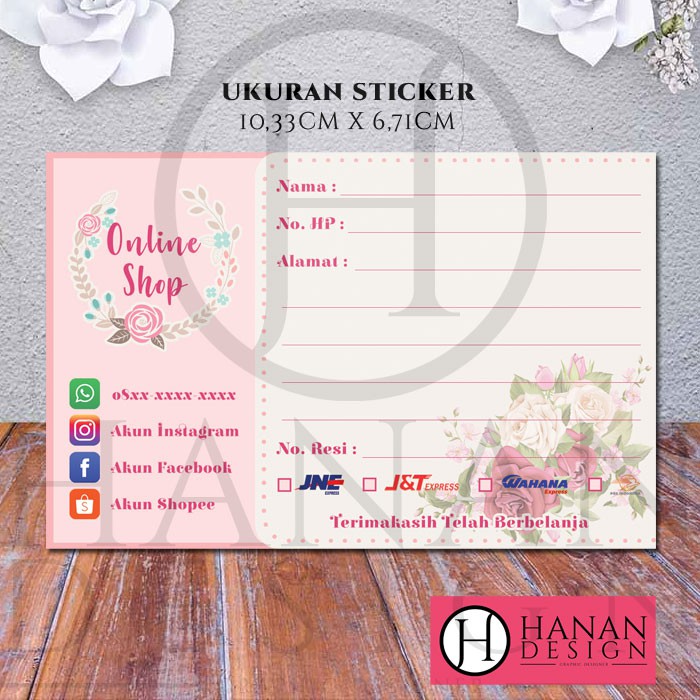 

Stiker Label Pengiriman Paket Olshop Online Shop Custom - Motif Flower Soft Pink