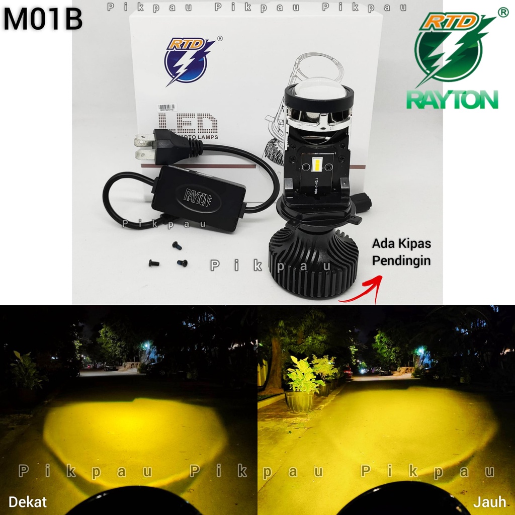 Lampu Utama Motor Mobil Original RTD Rayton M01B Kuning Grade A + Kipas H4 Headlamp High Quality Lampu Depan H4