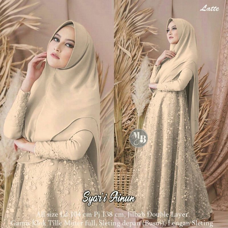 Baju Muslimah Gamis Tulle Syar'i Ainun / Gamis brokat Muslimah