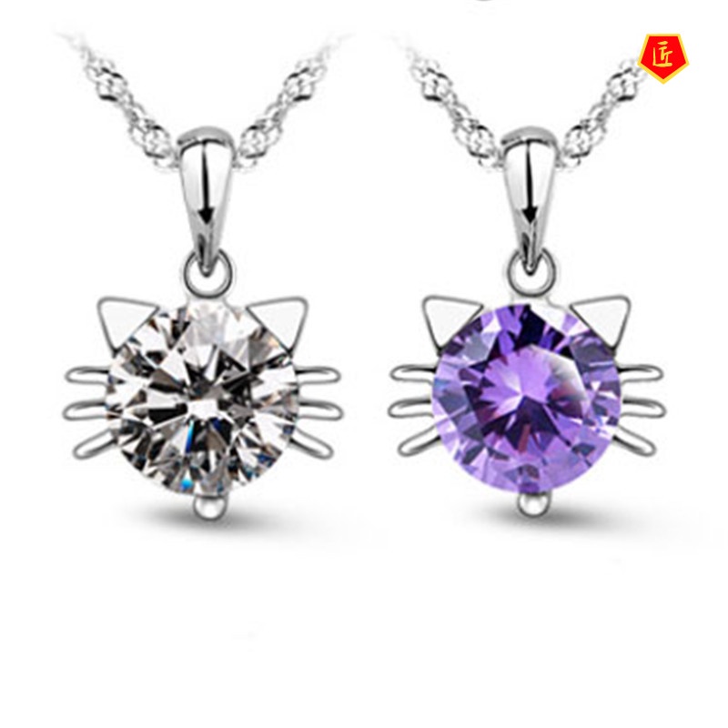 [Ready Stock]Cat Genie Silver Necklace Female Korean Cute Style