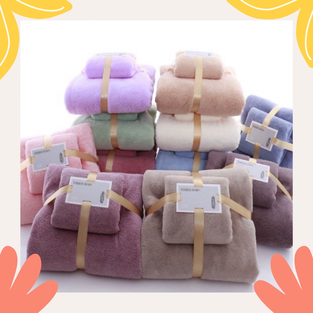 READY HANDUK SET 2IN1 HANDUK MANDI DAN COTTON TOWEL IMPORT MURAH