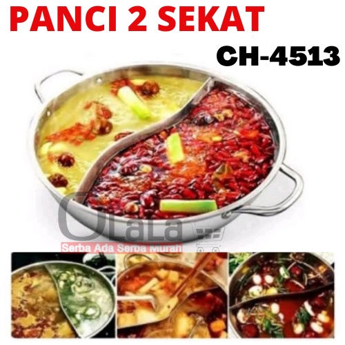 PANCI HOTPOT SEKAT STAINLESS POT SUKI SHABU KUAH SUP STEAMBOAT 2 RASA FLAVOUR CH-4513