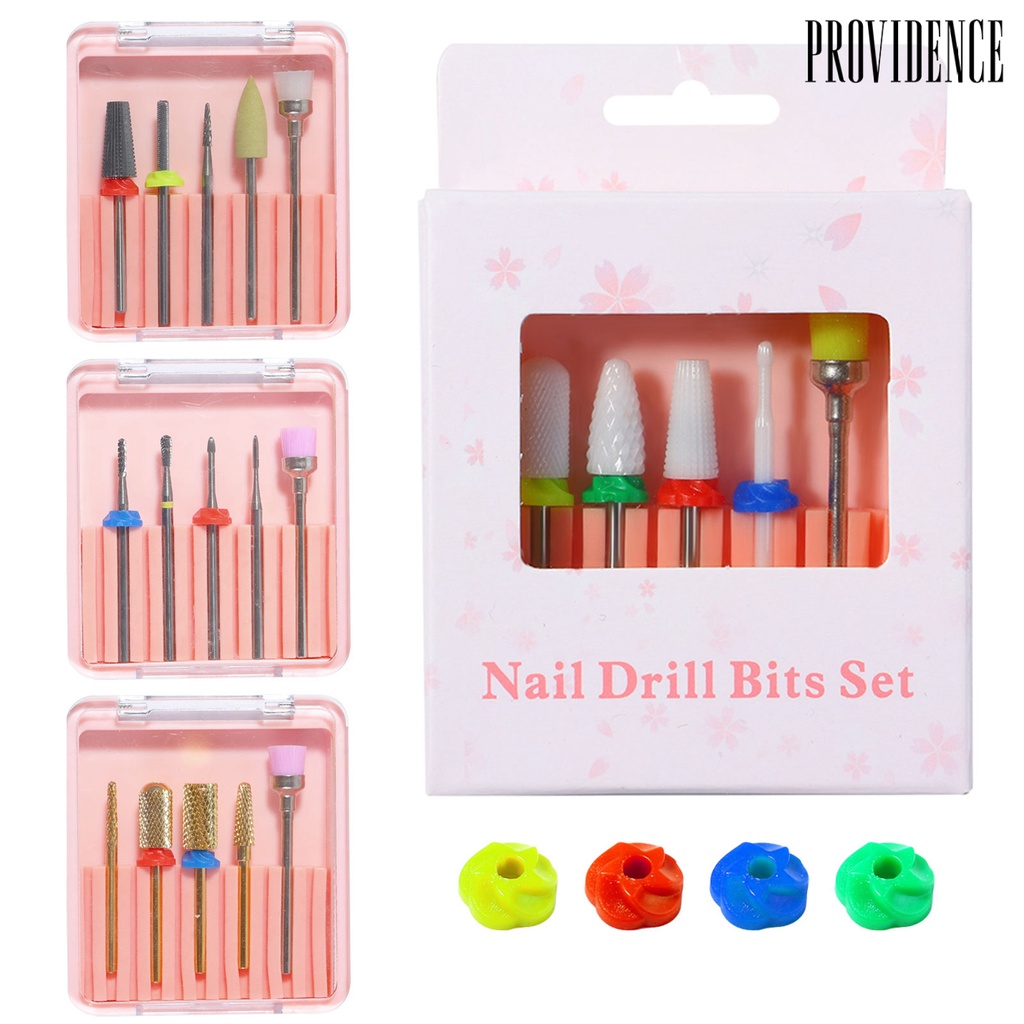 Providence 5Pcs/Set Straight Grooved Nail Grinder Bit 5 Models Tungsten Steel Christmas Sanding Polishing Removing Cuticle Nail Drill Bits for Manicure