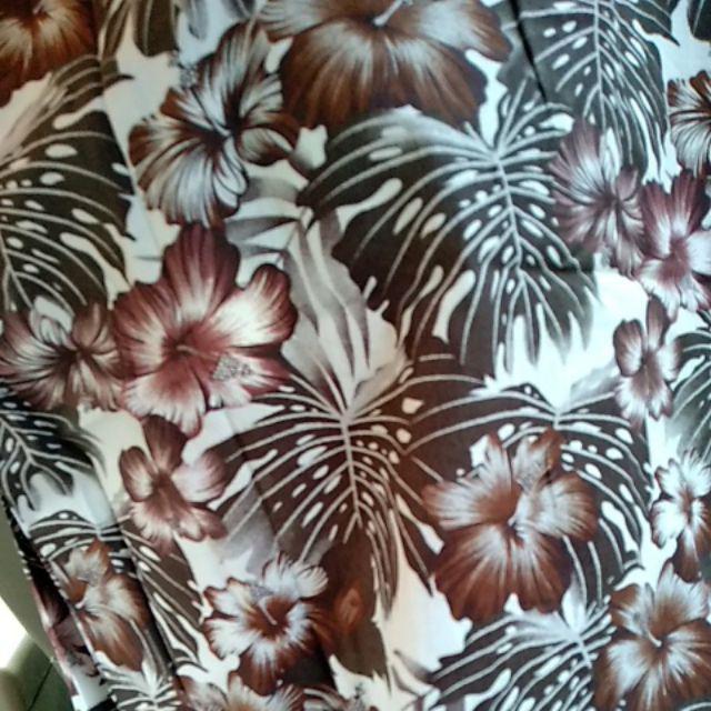Freypv 7849 Slimfit Short White Brown Floral M-xl Kemeja Batik