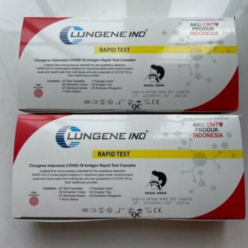 Clungene Rapid Test Antigen isi 25 set Merah Putih AKD