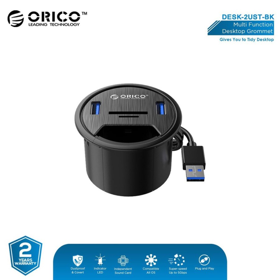 ORICO DESK-2UST DESK HOLE 2 Port USB3.0 Hub With Card Reader