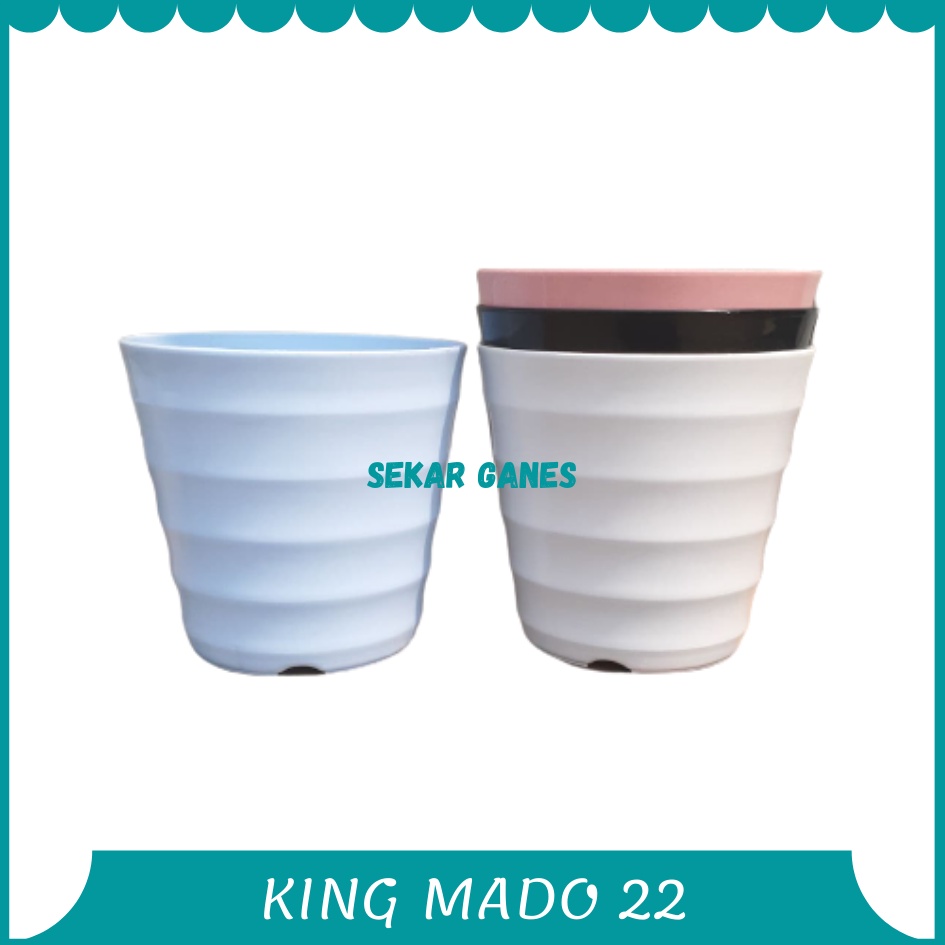 Pot King Mado 22 Putih Biru Pink Hitam Pastel Diameter 18 Cm Pot Plastik Murah Lucu Pot Mado Lovenia 10 12 18 22 27 Tebal Bagus