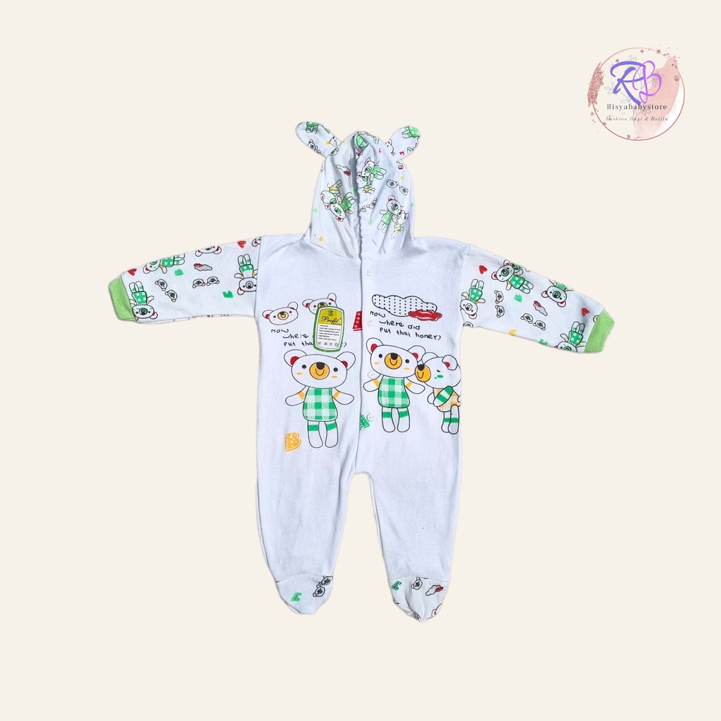 Sleepsuit jumper bayi buka kaki 0-3 bulan / sleepsuit bayi motif lucu