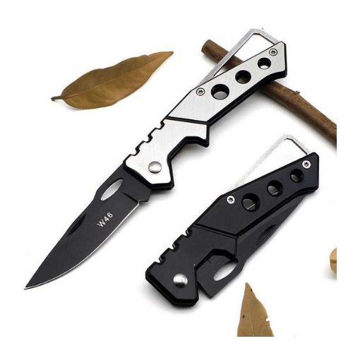 Pisau Lipat Saku Pancingan Survival Serbaguna W46 Portable knive Hitam 111110