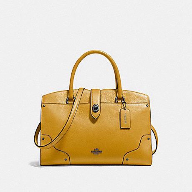 [LIKE NEW] BAG TAS KERJA WANITA COACH MERCER 30 GRAIN LEATHER SATCHEL FLAX YELLOW ORI