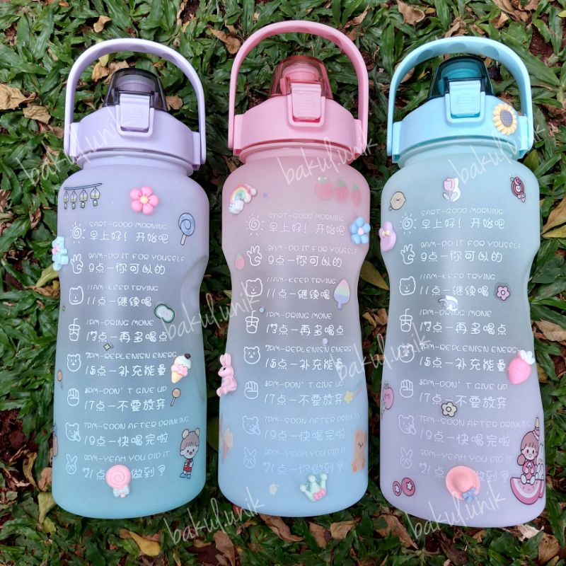 ((READY)) Botol minum OLLA 2L 2000ml jumbo seperti quifit free sticker / botol minum sedotan pastel 