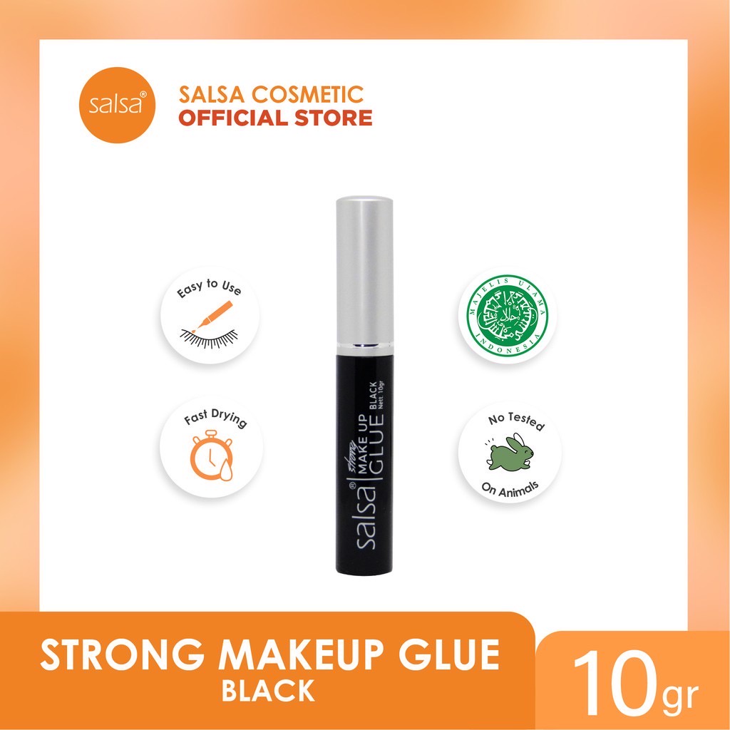 SALSA Strong Makeup Glue Indonesia / Lem Bulu Mata Lipatan Eyelid / Transparent White Black / Transparan Putih Hitam 10gr / Eyelash Eye Lid / Cosmetic Beauty Tools Curler Sponge Brush Palette Kuas Spons / Eyeliner Eyebrow Mascara Pensil Alis / Paket Wajah