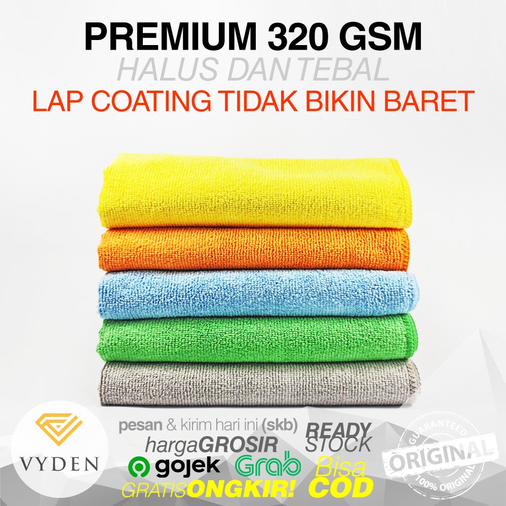 VYDEN All Purpose Microfiber Towel 40 X 40cm 320gsm Kain Handuk Serbaguna Towel Penyerap Serap Air Pengering Mobil Motor Sepeda Mikrofiber Halus Tebal Tidak Baret Semi Coating Kompon Sealant Wax Wajah Dapur Anti Minyak