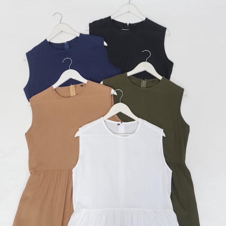 Bagus Dipakai.. JOVITA INNER DRESS / Pakaian Wanita Terbaru / Manset Dress Tanpa Lengan / Dress Casu