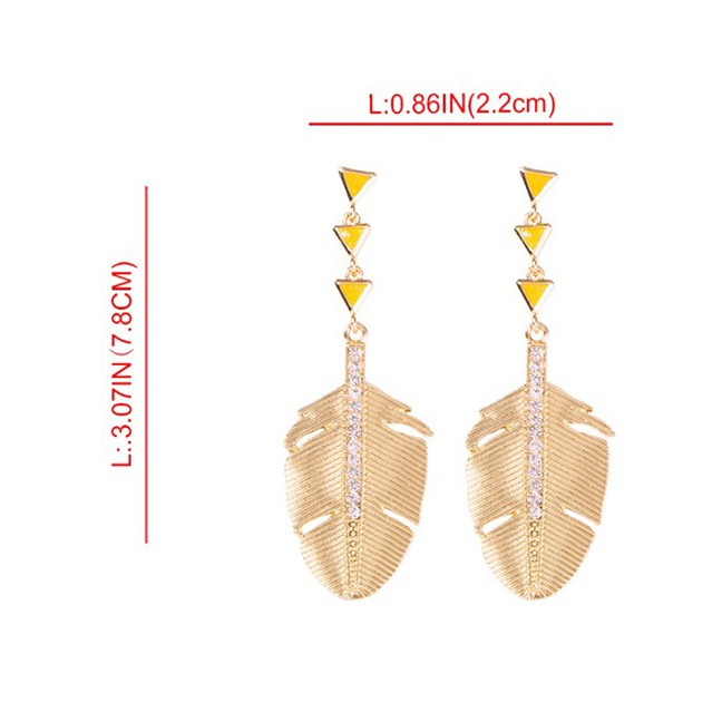 LRC Anting Tusuk Fashion Gold Openwork: Studded: Leaf Alloy Stud Earrings D22344