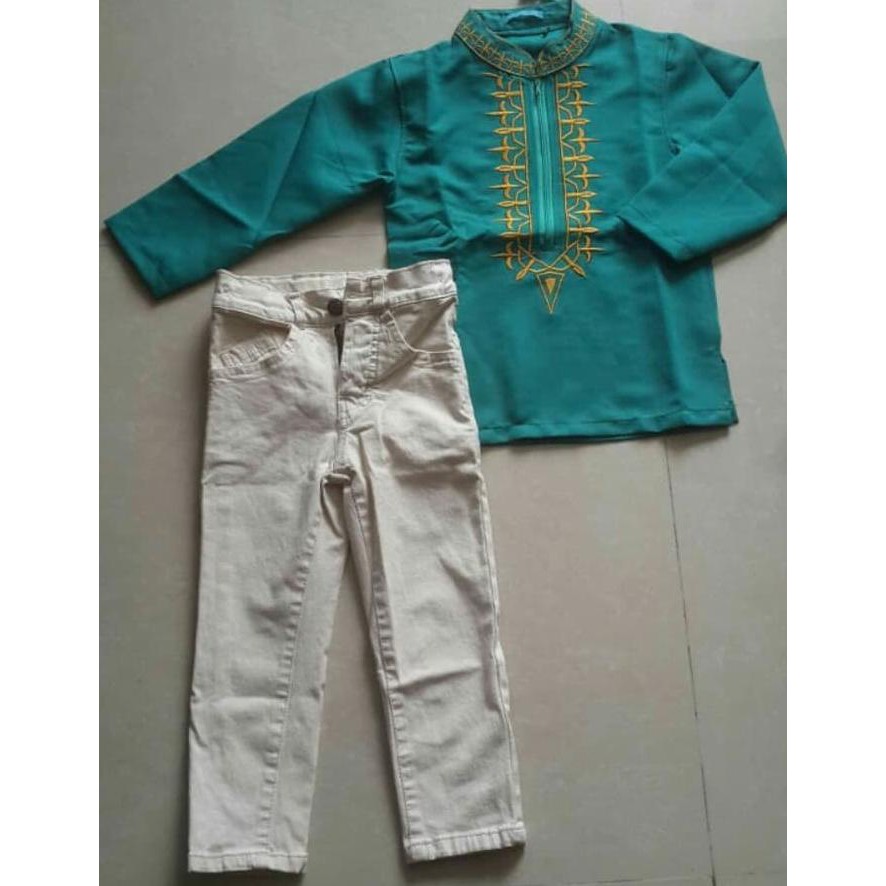 baju koko anak termurah Baju muslim koko anak BR1277 tosca - Hijau Tosca ready stock