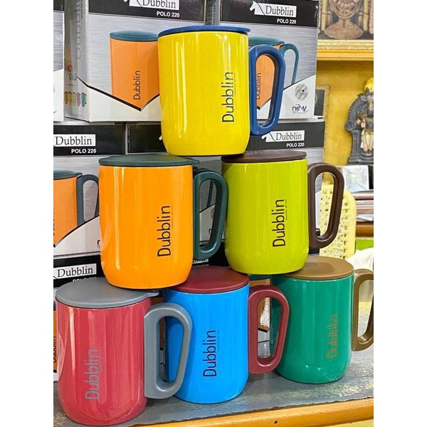 Gelas Mug Dubblin 220 ML / Glass Mug Dubblin Stainless / Cangkir Polo 220 ML / Gelas Kopi dan Teh