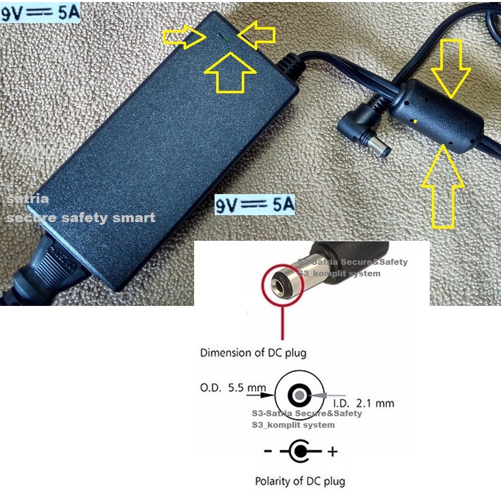 ADAPTOR 9V 3A / ADAPTOR 9v 4a gunakan 9v 5a