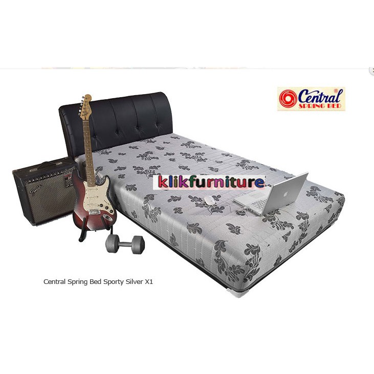 Sporty X1 SILVER Hitam (Set 140x200cm) CENTRAL SPRINGBED